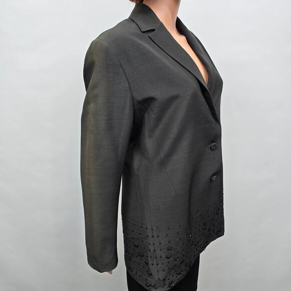 VALENTINO Miss V Blazer Jacket Bead Embellishment 14 / L Made in Italy Vintage - Picture 13 of 14